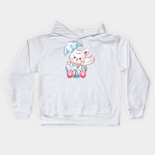 Cute Kitty In An Egg Kids Hoodie